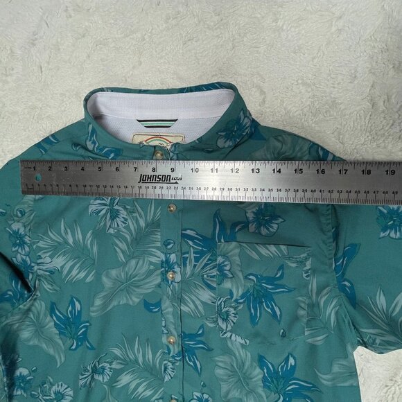Island Classics Seapointe Mens Button Down Woven Shirt Medium Floral Blue - Picture 8 of 8